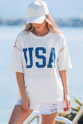 4th of July Loose Ribbed USA Graphic Top S-4X