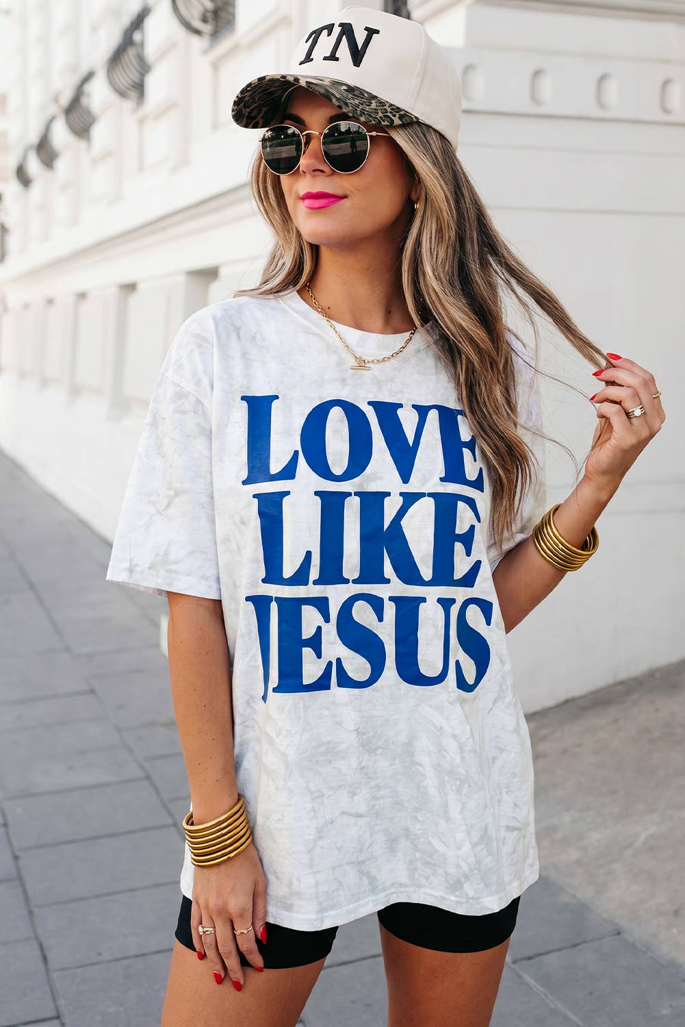Love Like Jesus Letter Camo Oversized Graphic T Shirt | S-XL