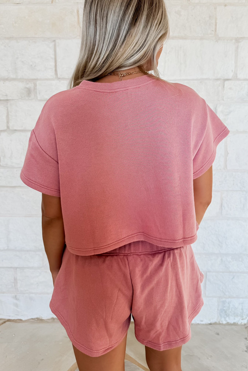 2pcs Cropped Tee and Ruffle High Waist Skort Set