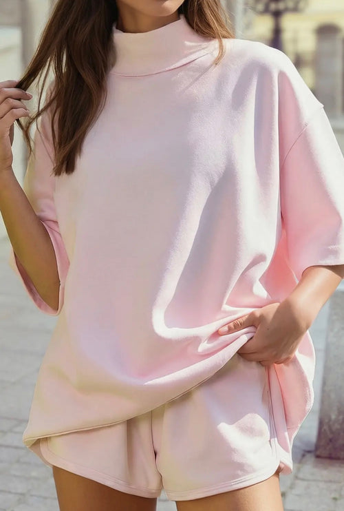 PREORDER - Mock Neck Oversize Tee Set