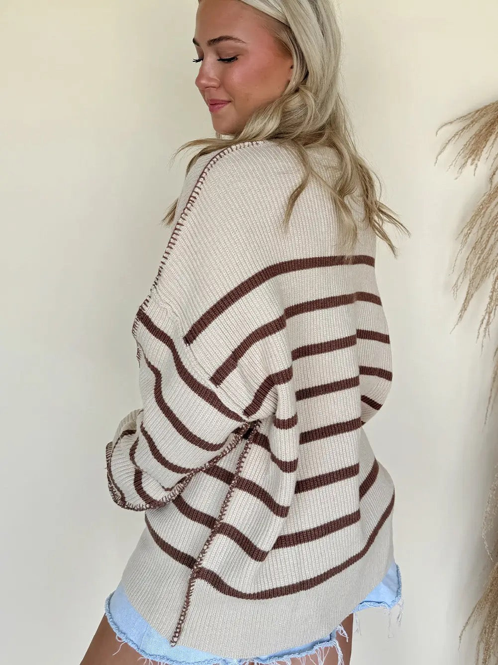 PREORDER Striped Henley Sweater
