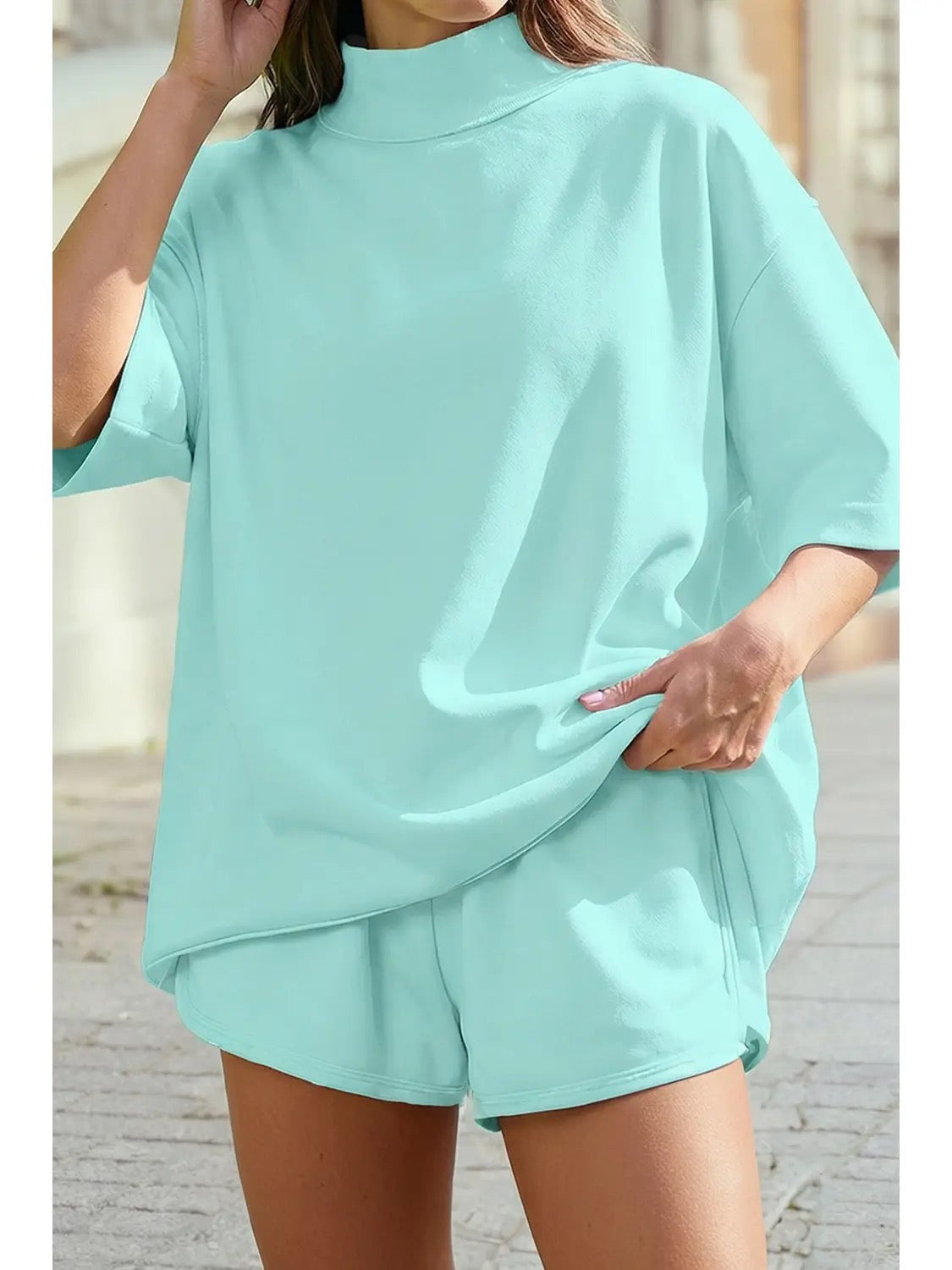 PREORDER - Mock Neck Oversize Tee Set