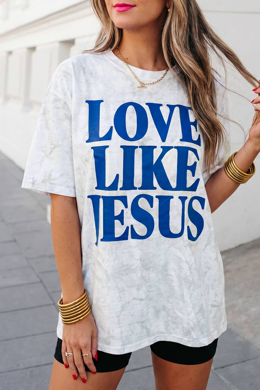 Love Like Jesus Letter Camo Oversized Graphic T Shirt | S-XL