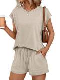 Casual Short Sleeve Top and Shorts Two Piece Summer Set